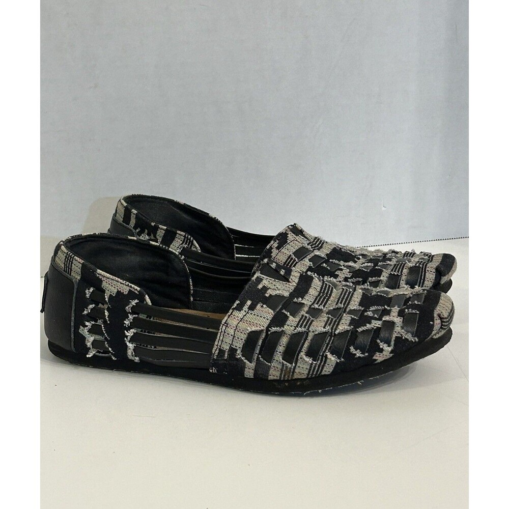 Toms Women’s Size 8.5 Woven Fabric & Leather Huarache Alpargata Black & Multi